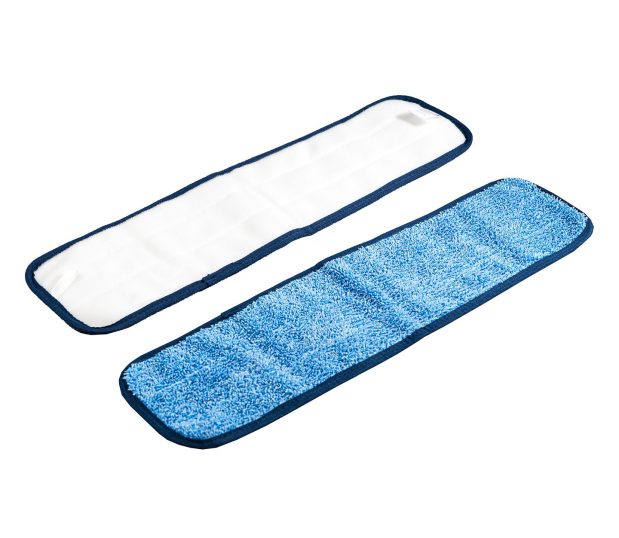 Twist Pile Navy Microfiber Wet Pad features bound edge with navy binding and rounded corners.