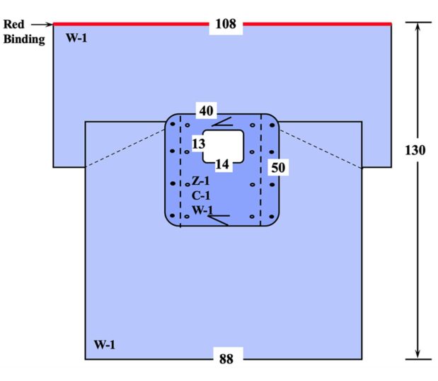 Illustration of the Large Fenestration Surgical Drape.These surgical drapes are ideal for chest procedures.