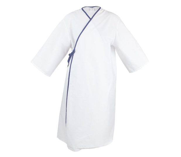 This is a silhouette of our Champion Cloth Patient Robe. These Exam Robes are a front lapover design with ties and set-in sleeves made from Champion Cloth.