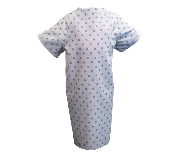Silhouette of the Lapover Patient Gowns in the Standard Classic Blue pattern.
