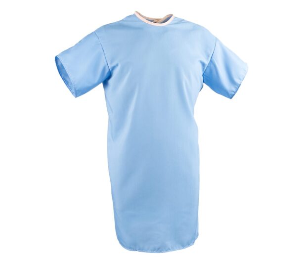 Silhouette of our Teen Hospital Gowns which are made from ChildGuard™ Fabric. This teen hospital gown is in solid Blue.