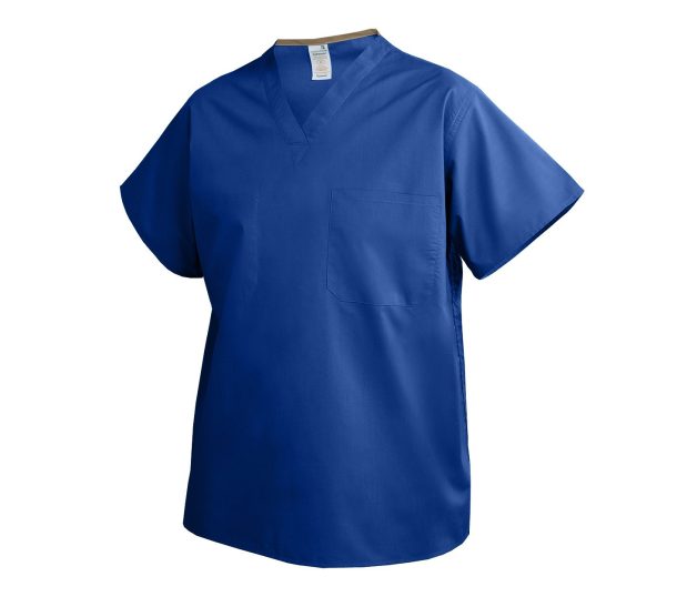 A silo of the Softweave® Unisex Scrub Shirt shown in Cobalt.