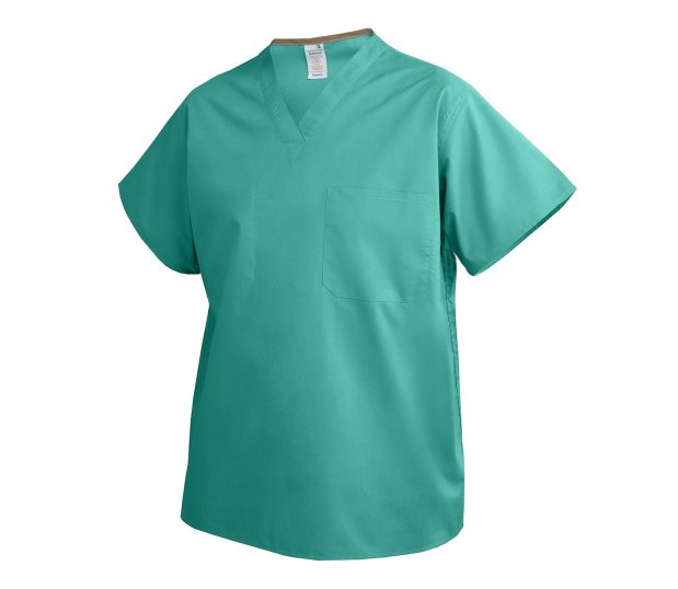 A silo of the Softweave® Unisex Scrub Shirt shown in Jade.