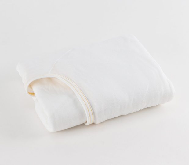 PerVal® Interlock Fitted Sheet for healthcare facilities. Folded sheet featured in the color Bleached White.