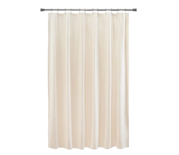 Full length silhouette of beige shower curtain in Cruise Vinyl.