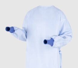 Detail of Blue Reusable ComPel® Surgical Gown with AAMI PB70 Level 2 protection.