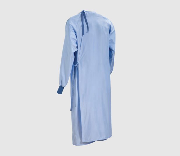 Back view of the Reusable ComPel® Surgical Gown with AAMI PB70 Level 2 protection.