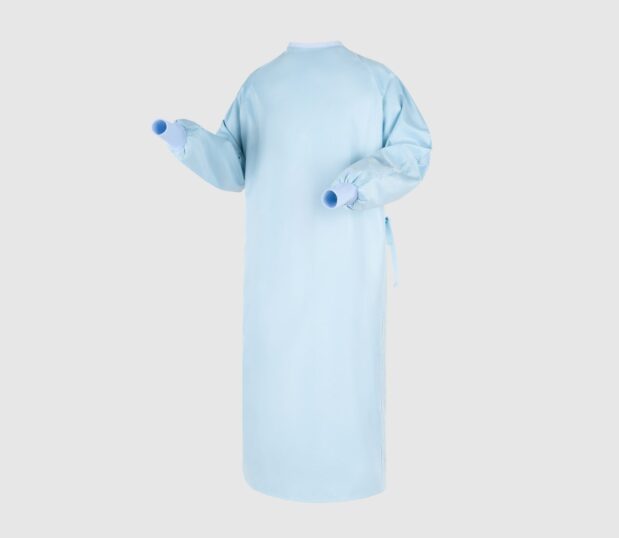 Reusable Compel MLR surgical gown. AAMI PB70 Level 3 Barrier Standard.