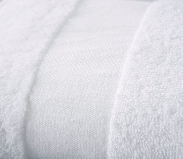 Detail of the dobby border of the EuroSoft Towel. Finding absorbent bath towels that are soft and durable is no longer a challenge.