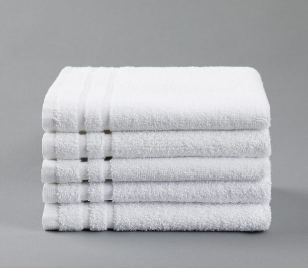 This image is of the VersaTowel. It shows 5 orderly stacked towels.