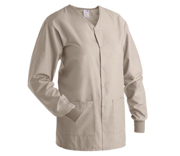 Color swatch of our Standard Classic Unisex Warm Up Jacket shown in Khaki.