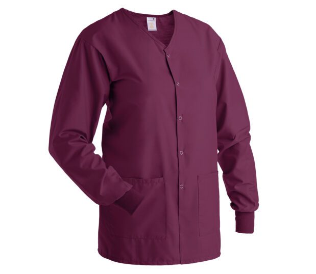 Color swatch of our Standard Classic Unisex Warm Up Jacket shown in Wine.