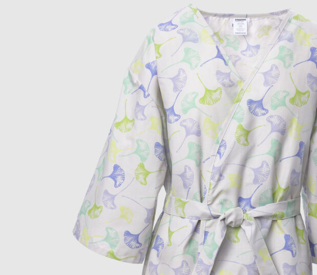 Close up of waist tie on Elements mammography robe