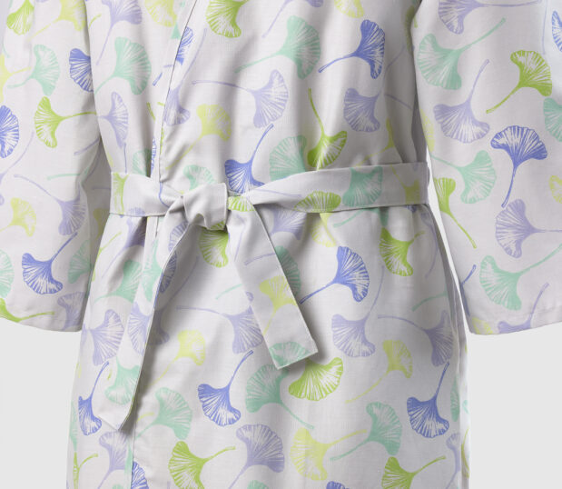 Close up of waist tie on Elements mammography robe